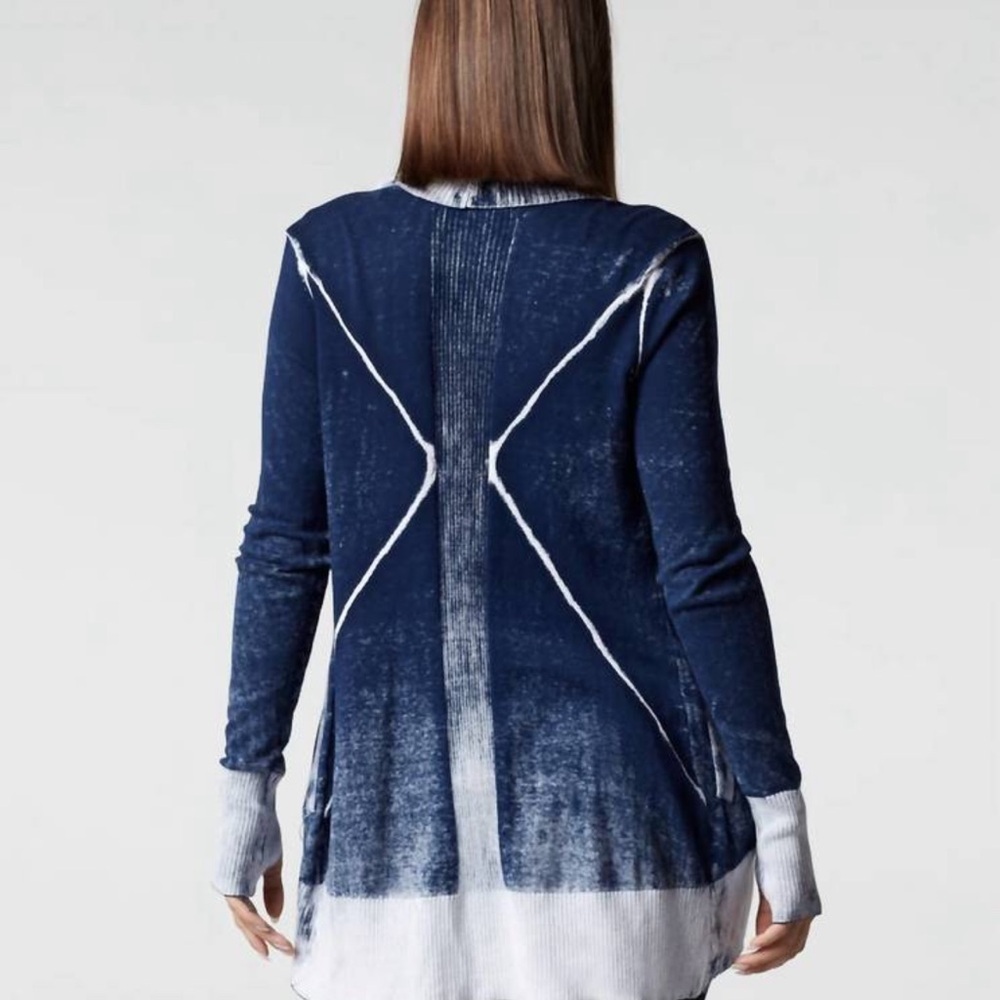 BLANC NOIR huntress  drape front cardigan in dress blues size small - Picture 2 of 8